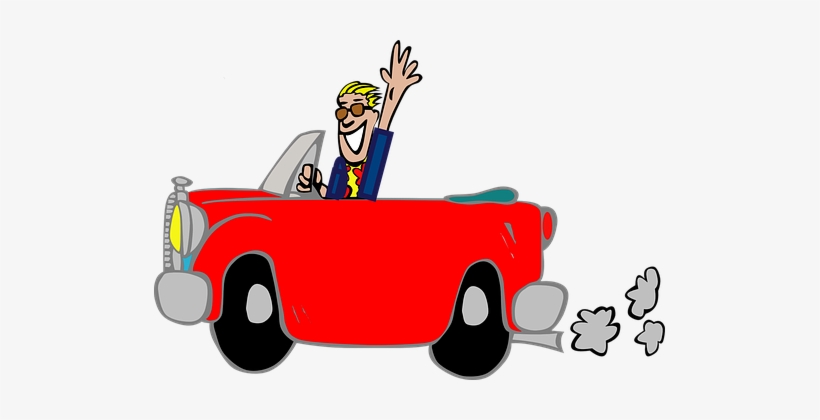 Man Car Fun Greeting Grinning Suit Cartoon - Driving Car Clip Art, transparent png