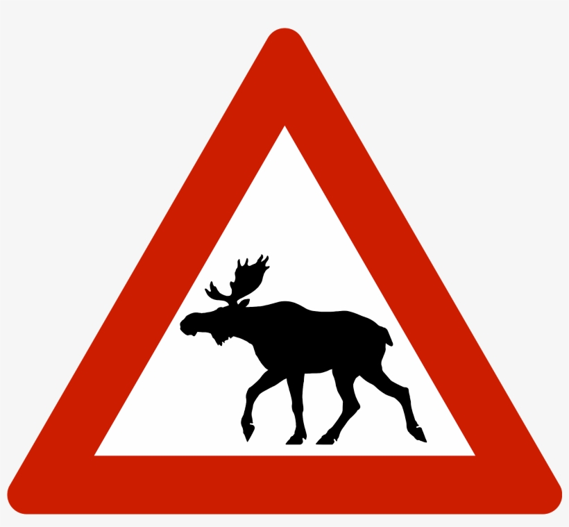 Moose Crossing Sign - Trafikkskilt Elg, transparent png