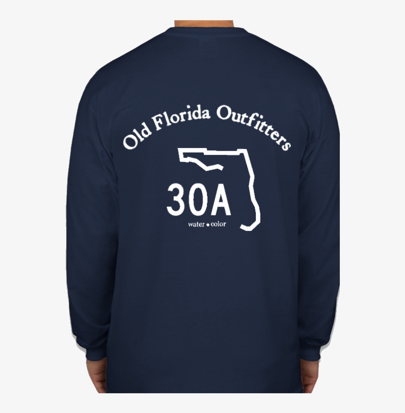 Ofo Long Sleeve Logo "30a" T-shirt In Denim Blue/white - T-shirt In Denim Blue, transparent png