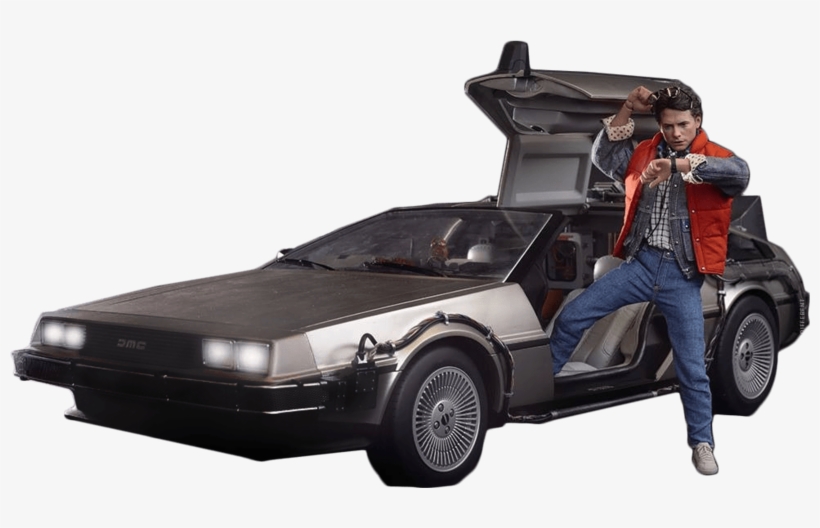 Marty Mcfly And The Delorean, transparent png