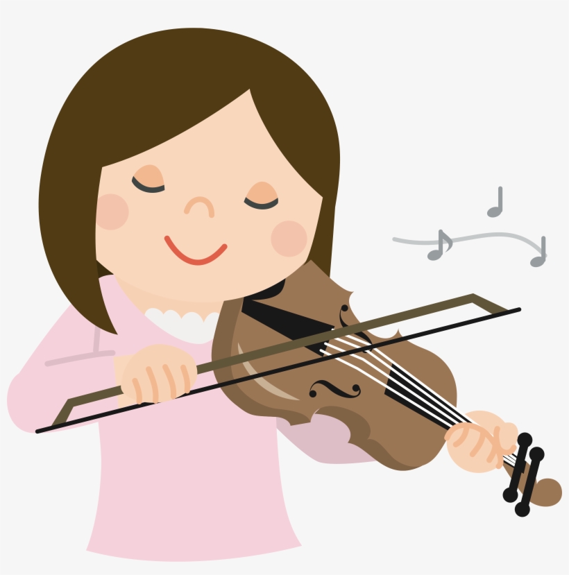 Banner Transparent Library Girl With Big Image Png - Girl Playing Violin Clipart, transparent png