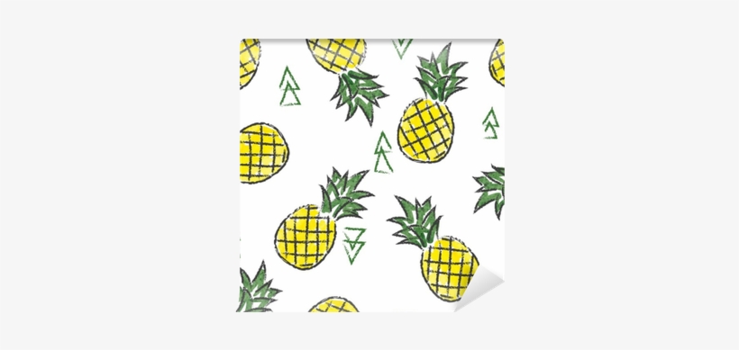 Seamless Watercolor Contrast Pineapple Pattern - Ananas Baggrund, transparent png
