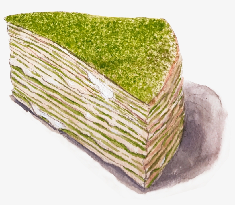 #matcha #greentea #mille #crepes #watercolor #dessert - Mille Crêpes, transparent png
