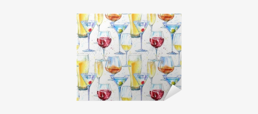 Seamless Pattern Of A Champagne,cognac, Wine,martini, - Drink, transparent png