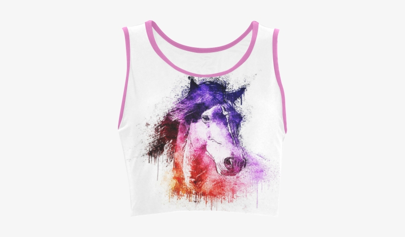 Watercolor Horse Women's Crop Top - Watercolor Horse Pillow Case, transparent png