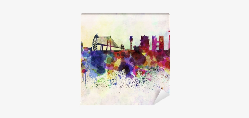 Lisbon Skyline In Watercolor Background Wall Mural - Lisbon Skyline, transparent png