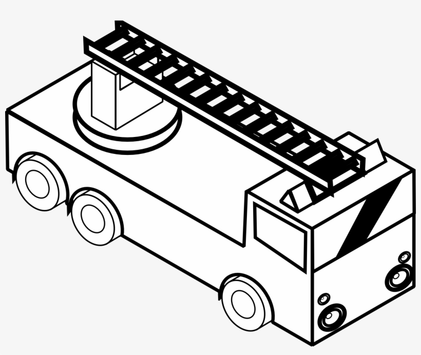 Toy Fire Truck Stock Photo - Line Drawing Of Fire Brigade, transparent png