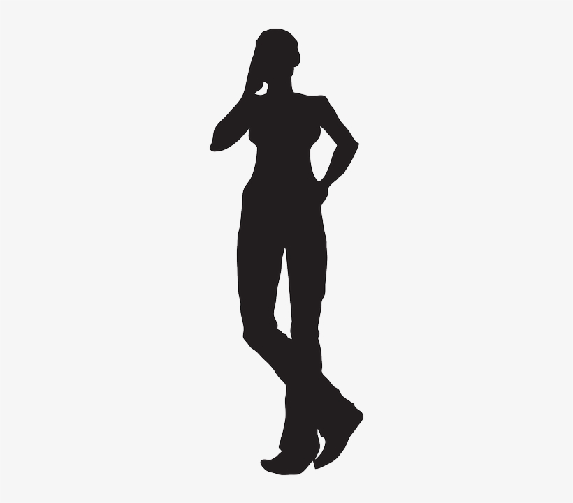 Phone, Silhouette, Girl, Standing, Communication - Poster, transparent png