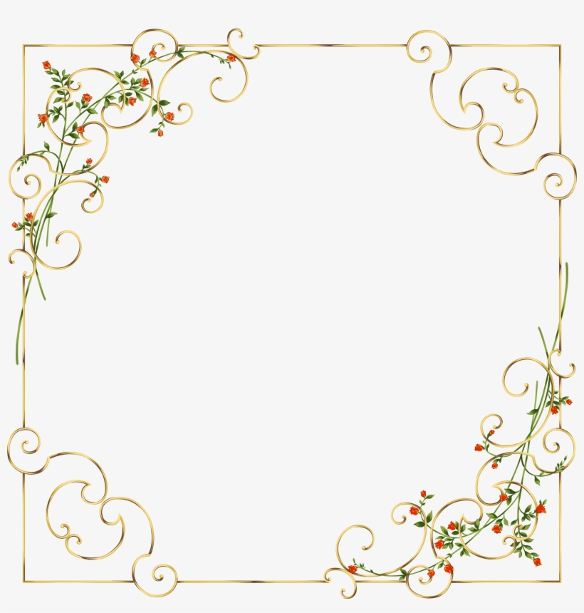 19 - Flower Gold Frame Png, transparent png