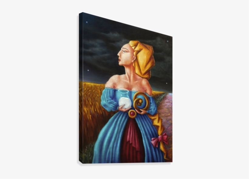 Woman With Milk And Bread Canvas Print - Painting, transparent png
