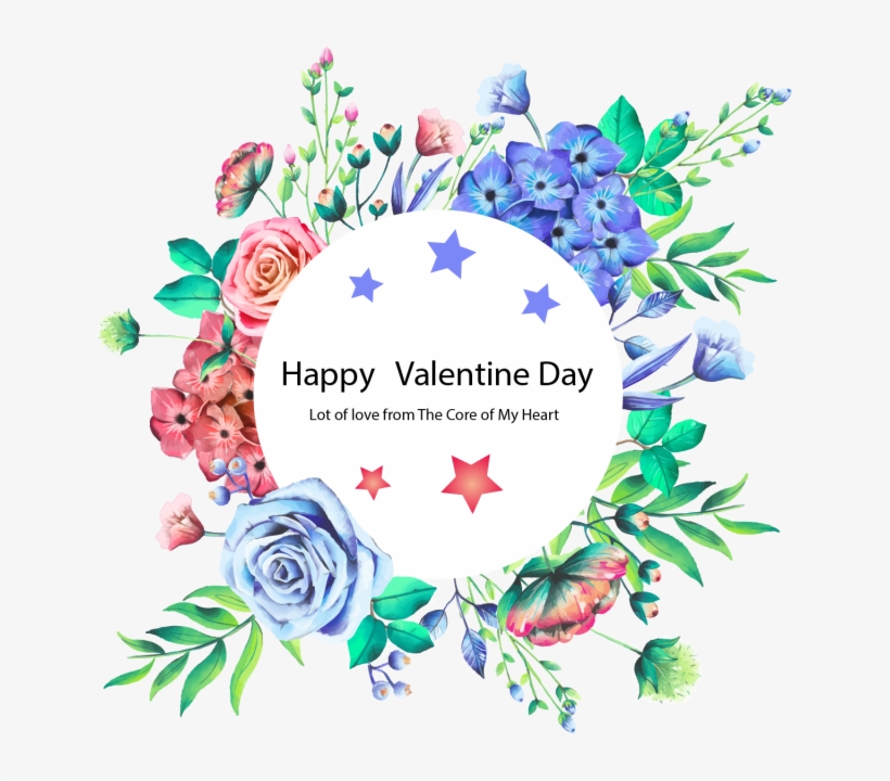 Happy Valentine Day Beautiful Frame, Water Color Flower, - Wild Flowers Frame, transparent png