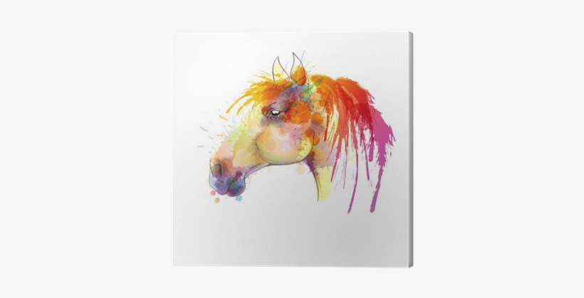 Horse Head Watercolor Painting Canvas Print • Pixers® - Fondo De Caballo De Colores, transparent png