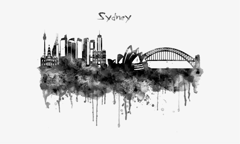 Bleed Area May Not Be Visible - Black And White Watercolor City, transparent png