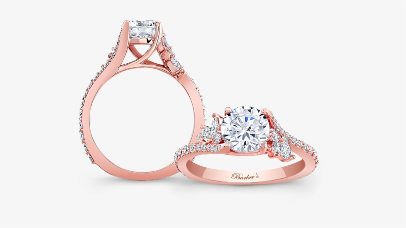 Rose Gold Engagement Rings - Barkev's 14k Rose Gold Flare Prong Set Diamond Engagement, transparent png