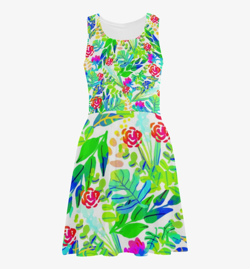 Cute Tropical Watercolor Flowers Atalanta Sundress, transparent png