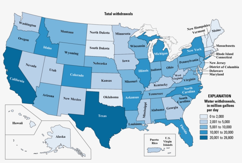 Usa Manages To Reduce 2015 Water Use To Below 1970 - Water Usage In The United States, transparent png