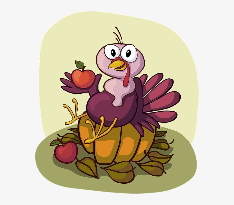 Turkey, Cute, Sitting, Pumpkin, Apple, Happy, Smile - Vector Graphics, transparent png