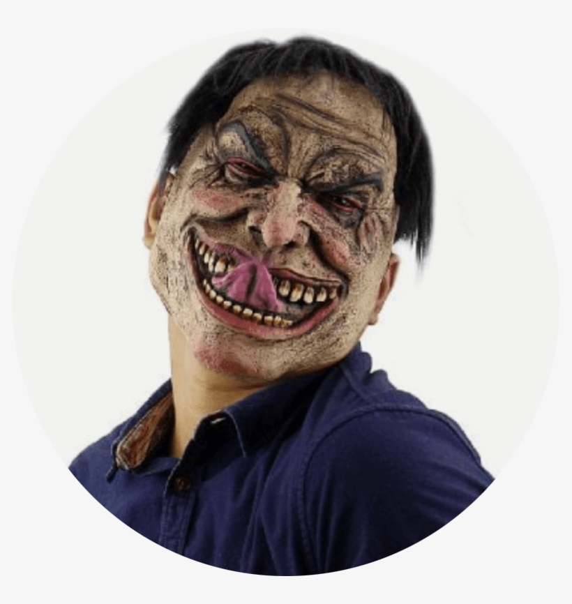 Creepy Smile Halloween Mask - Cheap Wretched Male Printed Halloween Mask With Wig, transparent png