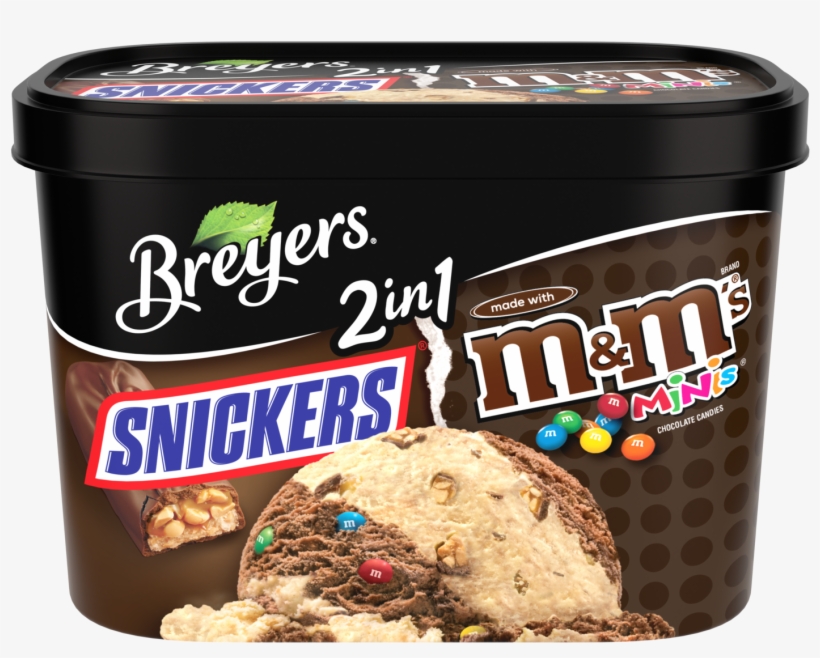 A 48 Ounce Tub Of Breyers Snickers® & M&m's® 2in1 Front - Breyers 2 N 1, transparent png
