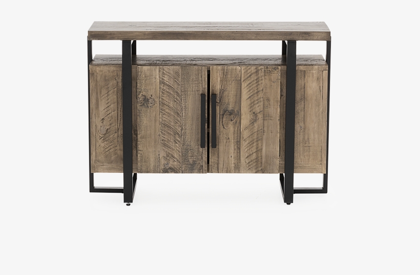 Image For Grey Brown Wood And Black Metal Console Table - Coffee Table, transparent png
