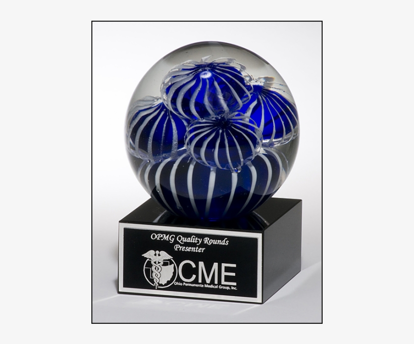 Art Glass Globe With Blue And White Sea Anemone Design - Sea Glass Awards, transparent png