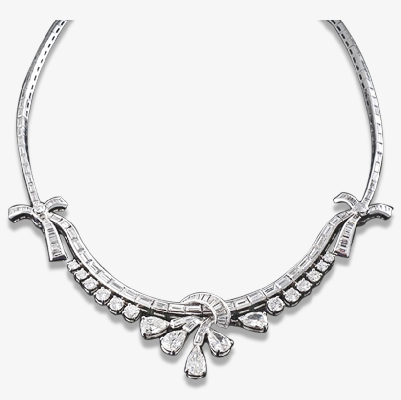 Pear, Round And Baguette Diamond Necklace - Necklace, transparent png