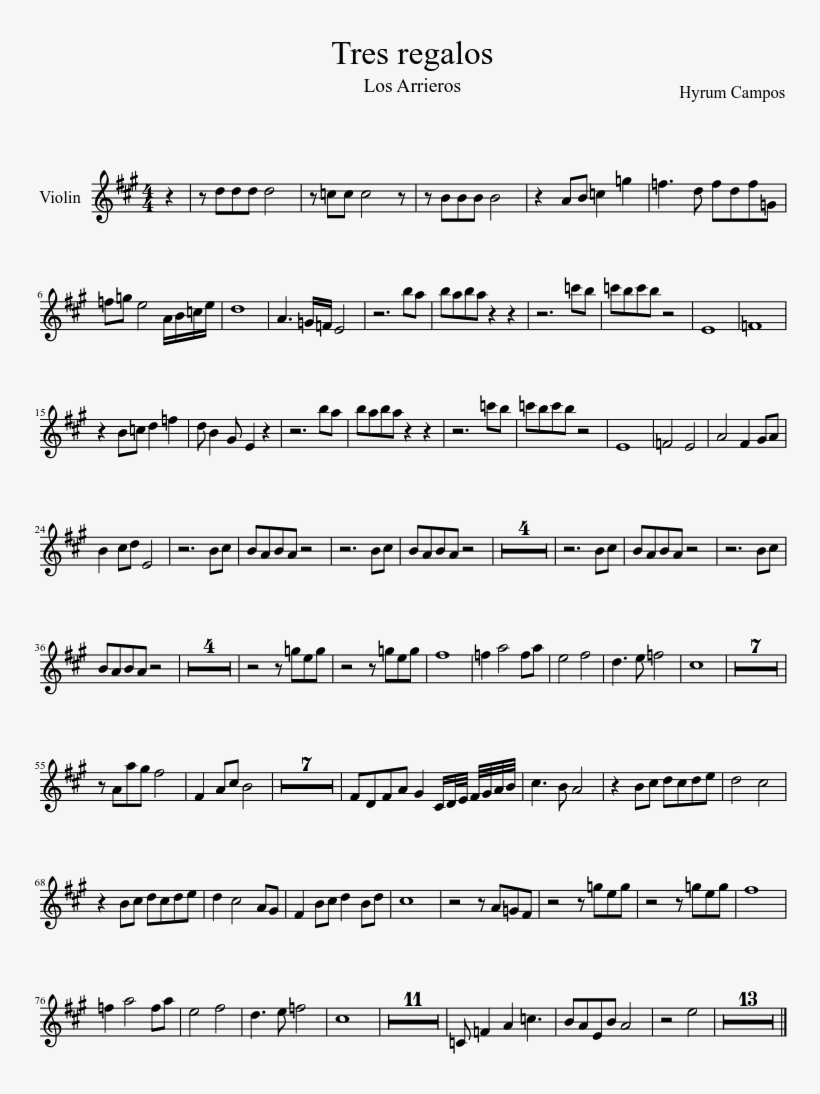 Tres Regalos Sheet Music Composed By Hyrum Campos 1 - Its Over Isnt It Sheet Music, transparent png