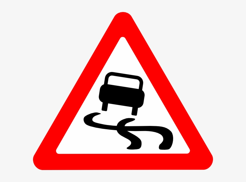 Banner Black And White Library Slippery Road Sign Clip - Slippery Road Sign, transparent png