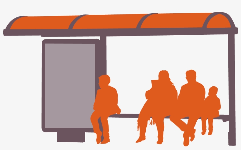 Bus Stop 2 Orange - Human Silhouette At Bus Stop, transparent png