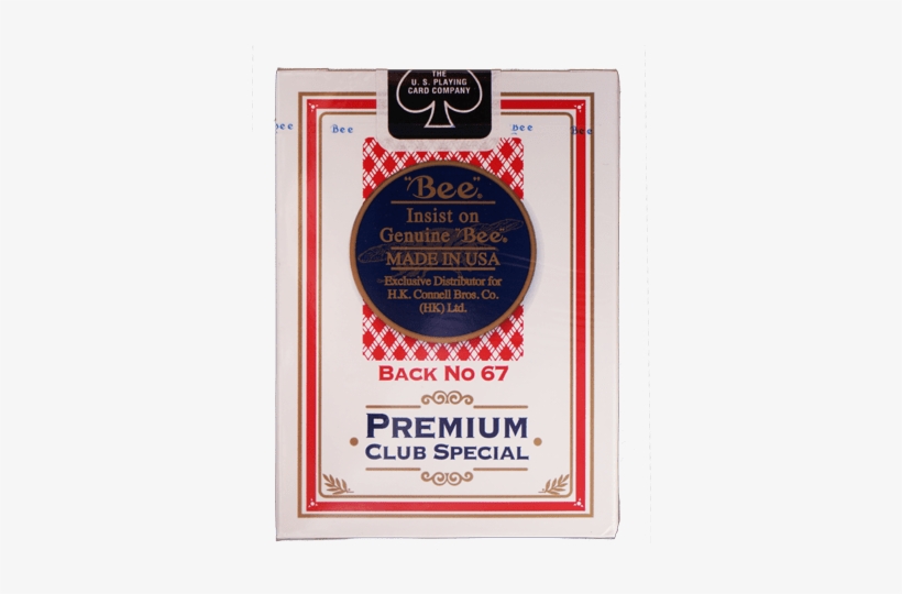 Bee Premium Club Special Playing Cards Back No67 - Label, transparent png