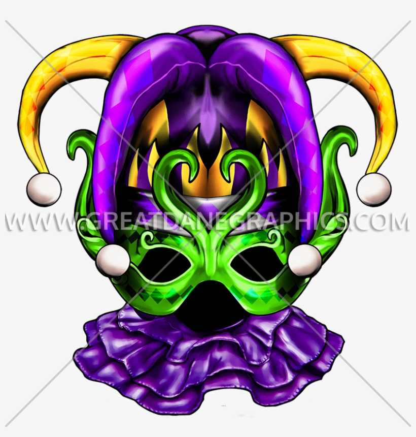 Mardi Gras Jester Mask - Amscan Green, Purple And Gold Plastic Mardi