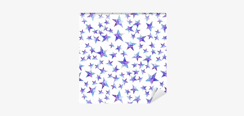 Seamless Pattern Of Colorful Watercolor Star Icon - Blue, transparent png