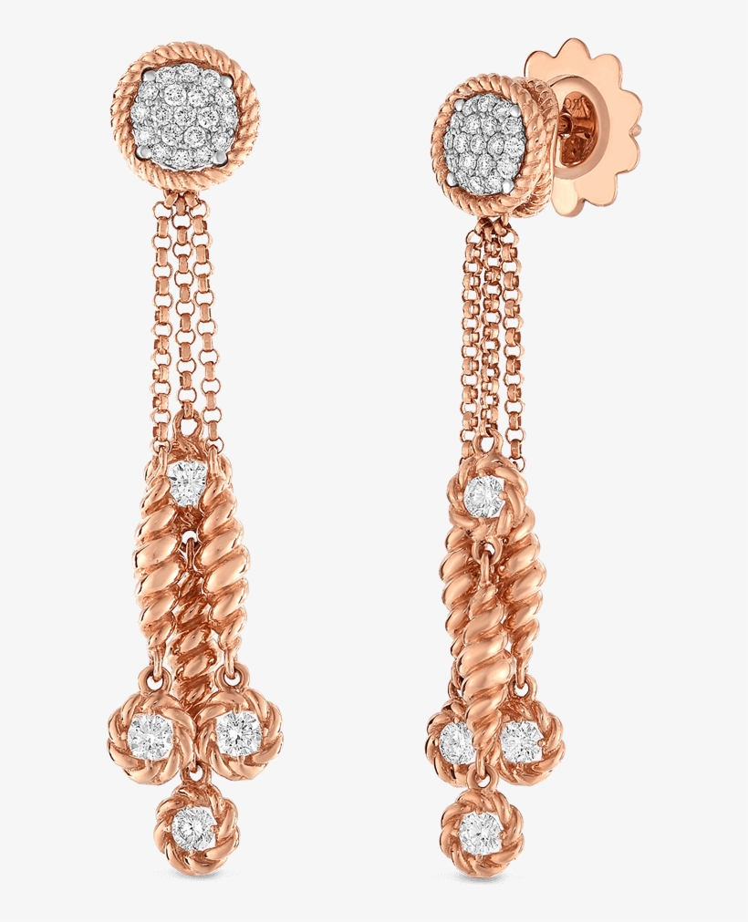 Roberto Coin 18k Rose Gold 18k White Gold - Diamond Tassel Earrings, transparent png