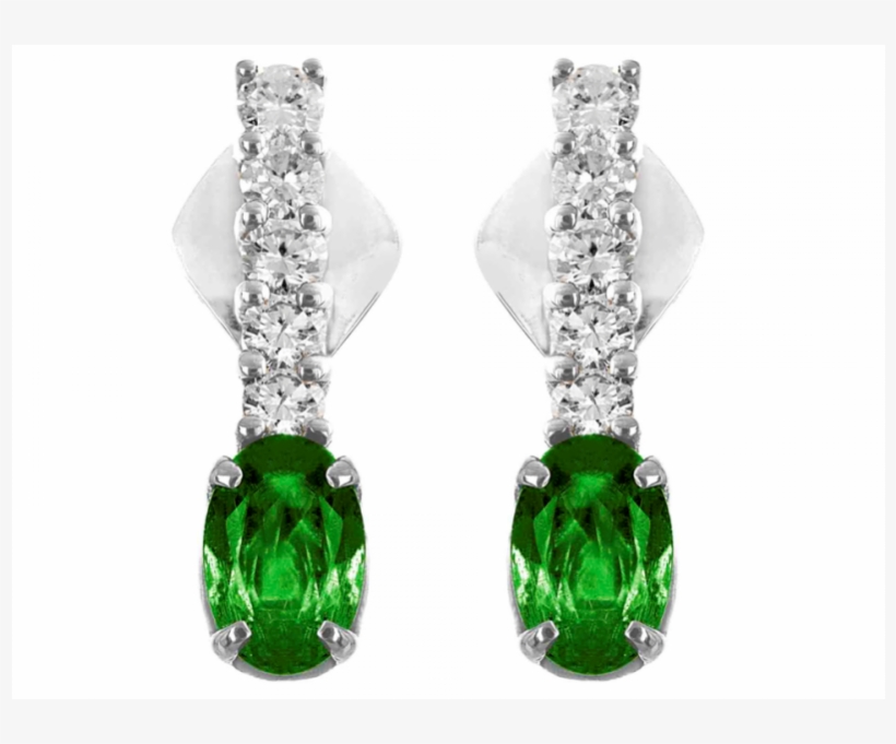 Emerald And Diamond Earrings In 14k White Gold - Blue Sapphire And Diamond Earrings In 14k White Gold, transparent png