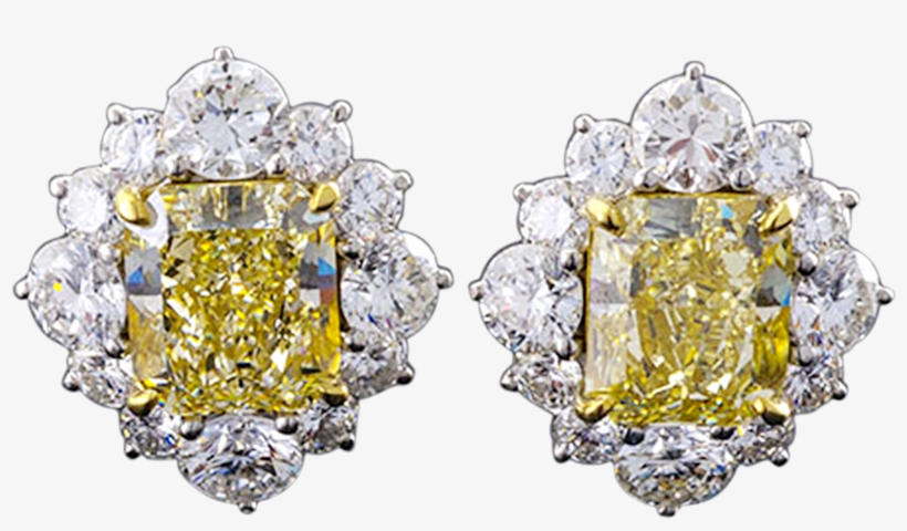 Fancy Light Yellow Diamond Earrings, - Diamond, transparent png