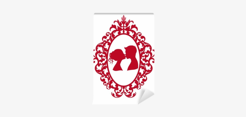 Kissing Couple In Antique Frame, Vector Wall Mural - Decal Guru Chandelier Picture Frames Wall Decal Colour:, transparent png
