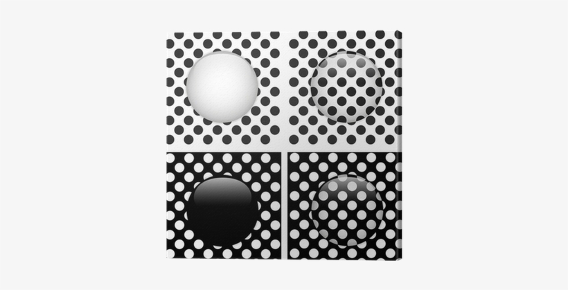 Set Of Four Glass Circle Black And White Dots Canvas, transparent png