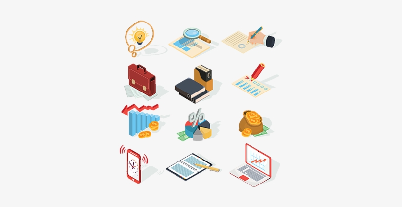 Set Of Vector Isometric Business Icons - Icon, transparent png