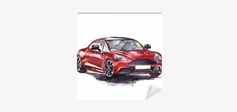 Red Sport Car - Watercolor Painting, transparent png