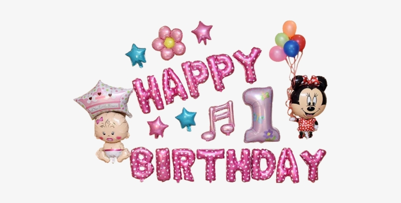 Happy Birthday Minnie Mouse & Baby Balloon Set - Party, transparent png