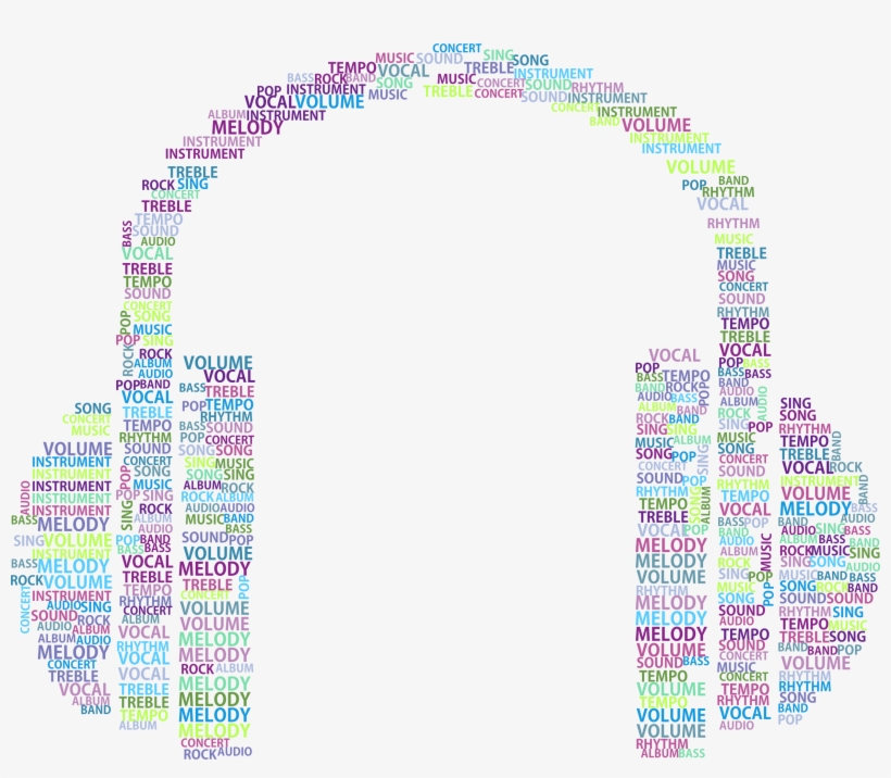 Music Headphones Word Cloud No Background Icons Png, transparent png