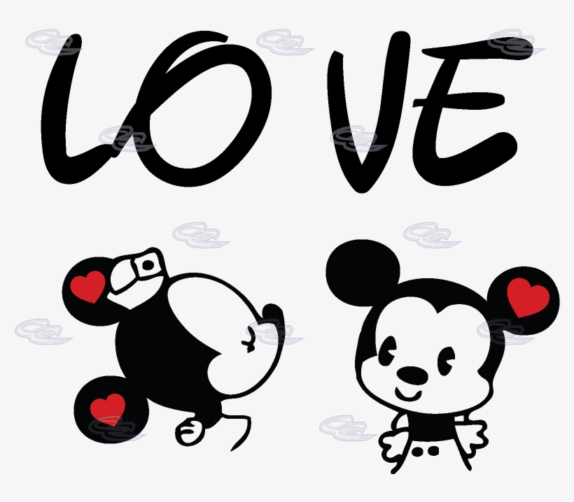 Mickey And Minnie Cute Kissing, transparent png