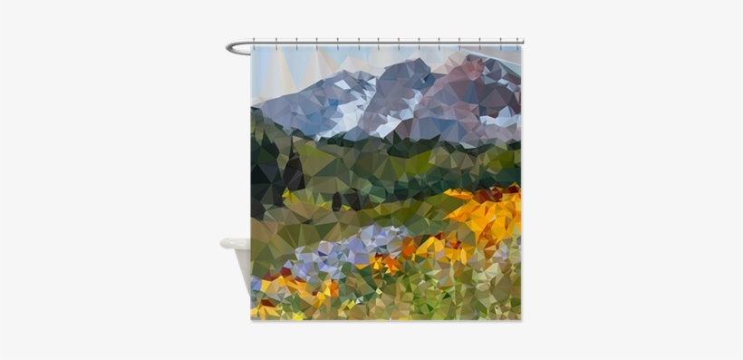 Mountain Floral Low Polygon Shower Curtain - Curtain, transparent png
