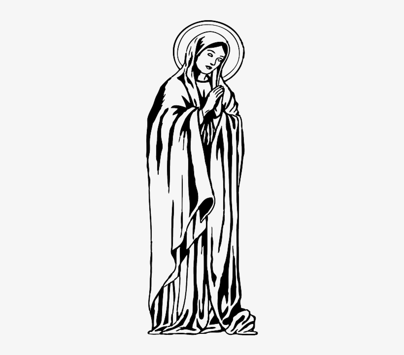 Religious Angel Clip Art - Mother Mary Black And White Clipart, transparent png