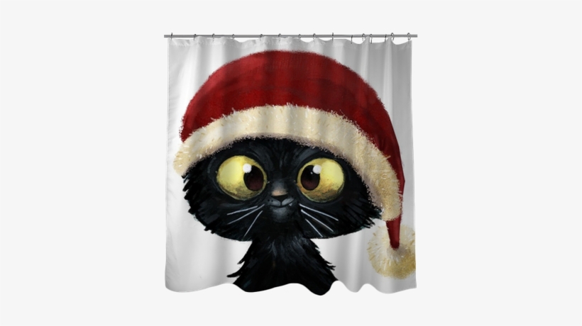 Gato Feliz Con Gorro De Navidad Shower Curtain • Pixers® - Sabine: Katzen-malbuch / Tagebuch - A5 - Blanko [book], transparent png