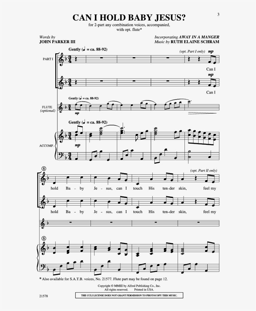 Can I Hold Baby Jesus - Sheet Music, transparent png