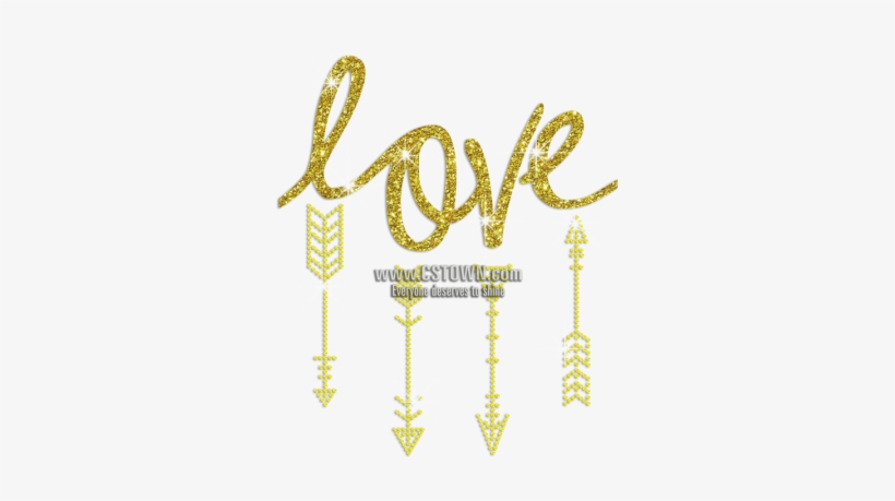 Gold Love Arrow Of Cupid Iron On Glitter Rhinestone - Valentine's Day, transparent png
