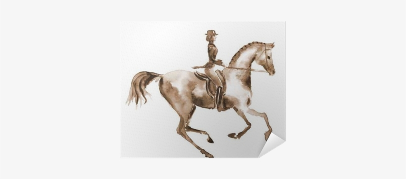 Watercolor Rider And Dressage Horse On White - Dressage, transparent png
