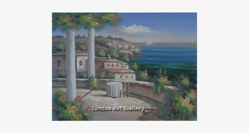 Table And Chair Greek Seaview Painting - Painting, transparent png