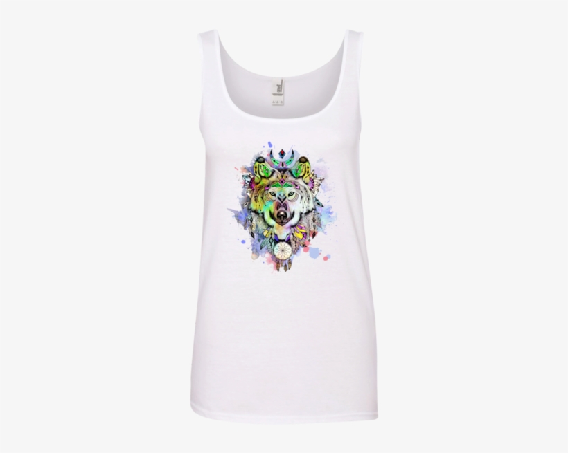 Watercolor Wolf Ladies' Tank Top - Active Tank, transparent png